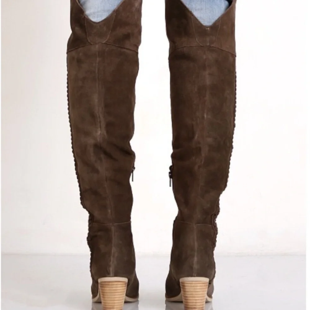 Coconuts by Matisse Anthropologie Muse Choco Brown Suede Over Knee Boots Sz 10